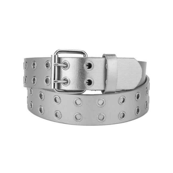 Solid Rich Fashion Color Double Grommet Belt, Silver, Small😄 - Picture 1 of 2